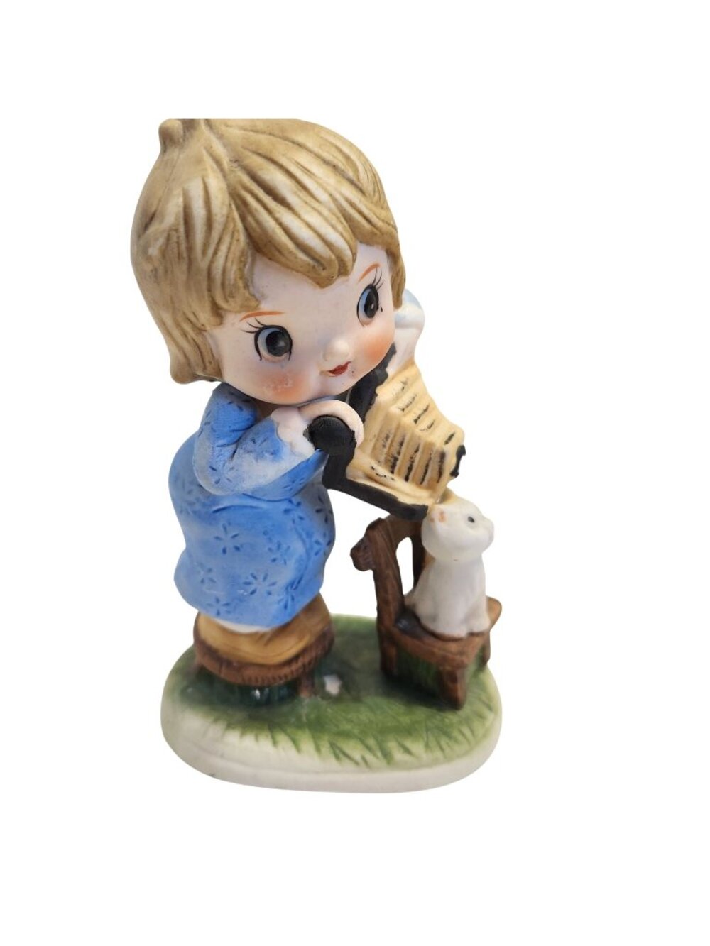 Vintage Royal Crown Figurine Girl With Cat & Accordion Porcelain Collectible